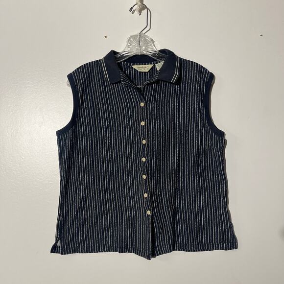 Vintage Reebok Golf Vertical Striped Blue Button Up Collared Vest Womens Size XL - Picture 1 of 6